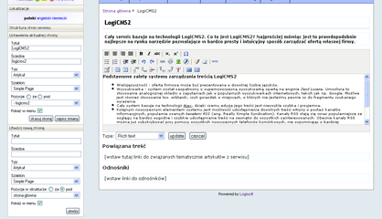 LogiCMS2 - edycja bloku strony